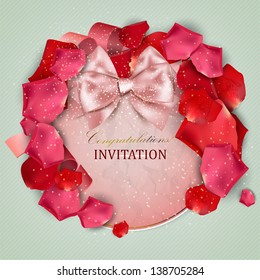 Beautiful invitation with rose petals