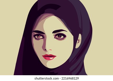 Beautiful Iranian Girl Wearing Hijab, Proud Look