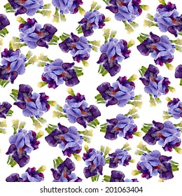 Beautiful iris seamless pattern on white background vector