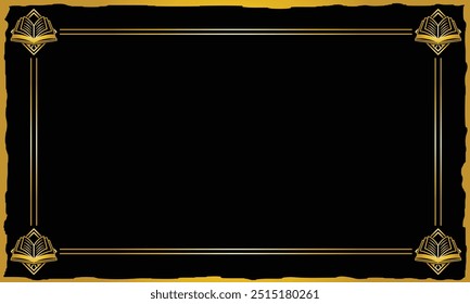 beautiful Islamic golden color line art frame background with wave border line