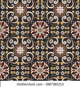 Beautiful Islamic Medallion Seamless Pattern Textile Fabric Print .