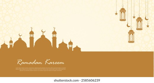  Beautiful islamic mosque ramadan kareem with ornament for banner template design decoration