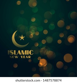 beautiful islamic new year bokeh background design