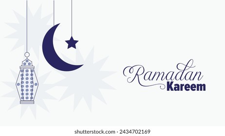 Beautiful Islamic Ramadan Kareem Vector with Moon, star, and arab frame. Also has a stunning stars with grey background. 