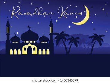 Beautiful Islamic Religion Illustration for Ramadan Month of Muslim
