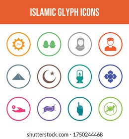 Bonito conjunto de iconos vectoriales islámicos