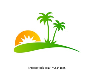 Beautiful Island Travel, Vacation Illustration