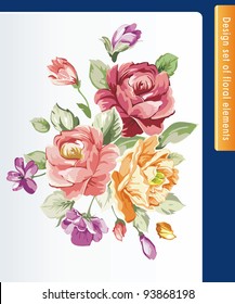 Beautiful isolated flowers on the white background. Color design elements.