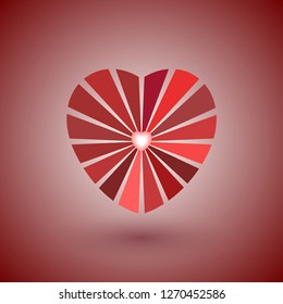 beautiful isolated hearton red background for Valentine's day