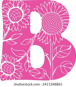 Beautiful isolated initial with capital letter B designed on transparent background for greeting cards and wedding invitations