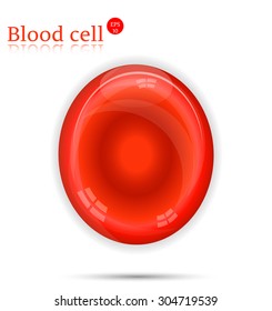 Beautiful, Isolated, One Red, Blood Cell With Shadows, White Background