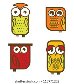 Beautiful isolated owl collection