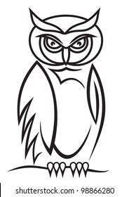 Beautiful isolated owl on background as a symbol - abstract emblem