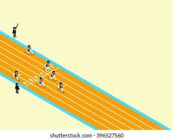 beautiful isometric design of  athletics on running track with copy space