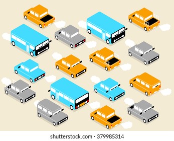 beautiful isometric design of vehicle car on the road,on the road design concept
