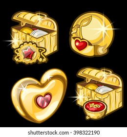 Beautiful items from gold and precious stones. Vector illustration.