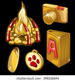 Beautiful items from gold and precious stones. Vector illustration.