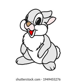 A Beautiful Jack Rabbit Or Hare Sits. Cartoon Character Vector 
Flat Illustration Isolated On A White Background.