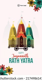 Beautiful jagannath rath yatra celebration portrait template design.