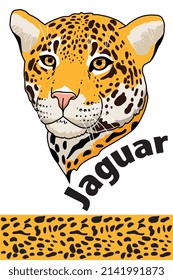 Hermosa cabeza jaguar de animal salvaje viviendo en la naturaleza con textura impresa de la piel