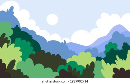 Beautiful Japan Landscape Flat Cartoon Illustration Stock Vector ...