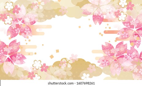 Beautiful japanese cherry blossom illustration background