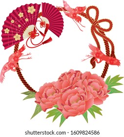 Beautiful Japanese frame with crane dancing,