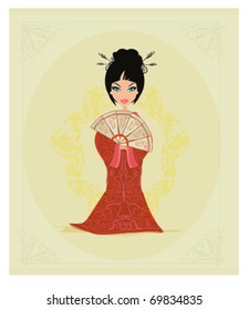 beautiful japanese geisha  card
