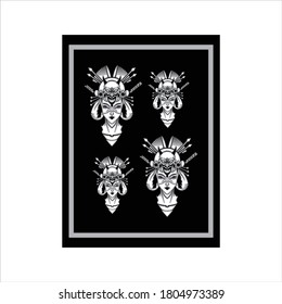 Beautiful Japanese Geisha Grasping, Vector illustration of flower and card design