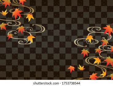 Beautiful Japanese pattern autumn leaves frame
