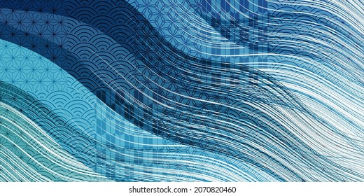 Hermosa ilustración de fondo de patrón japonés