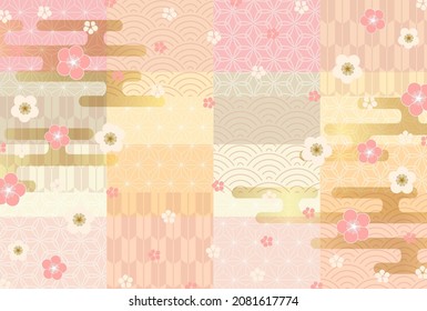 Hermosa ilustración de fondo de patrón japonés