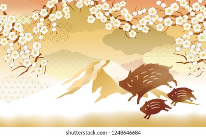 Beautiful Japanese pattern of boar
