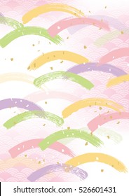 Hermoso patrón japonés y toque de pincel (rosa)