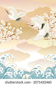 Beautiful Japanese pattern with a crane