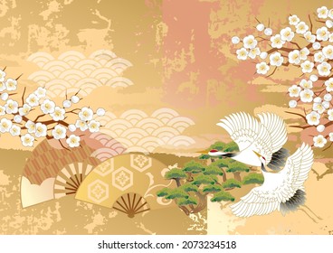 Beautiful Japanese pattern with a crane