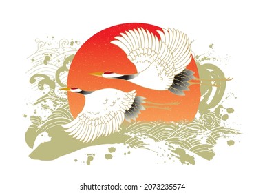 Hermoso patrón japonés con grúa