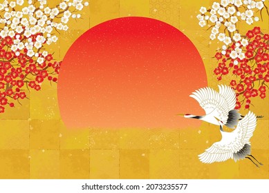 Hermoso patrón japonés con grúa