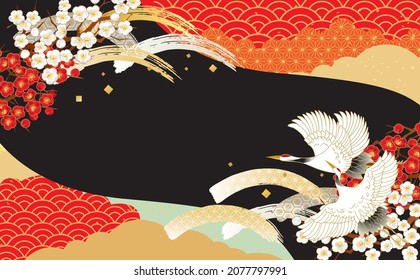 Beautiful Japanese pattern with a crane