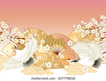 Beautiful Japanese pattern with a crane