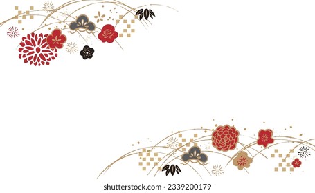 Beautiful Japanese pattern illustration with cranes