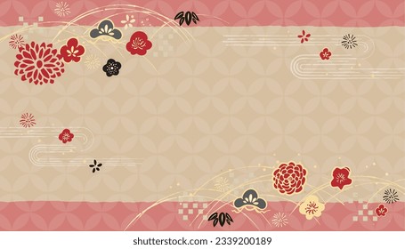 Beautiful Japanese pattern illustration with cranes
