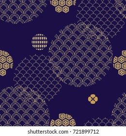 Beautiful japanese seamless  pattern. Vector unique seamless asian texture.For printing on packaging, textiles, paper,book covers, manufacturing, wallpapers,bags, scrapbooking.