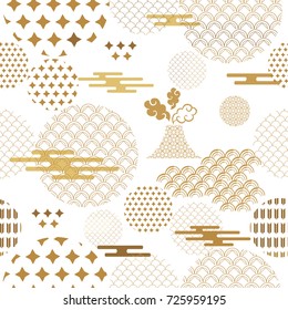 Beautiful japanese seamless  pattern. Vector unique seamless asian texture.For printing on packaging, textiles, paper,book covers, manufacturing, wallpapers,bags, scrapbooking. svg