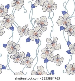Beautiful Japanese style floral pattern perfect for textiles,