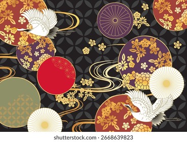 Hermoso fondo de ilustración estampado de estilo japonés