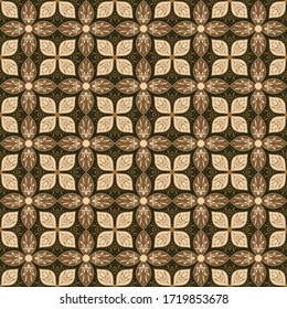 Beautiful Java batik flower motifs with golden brown color design