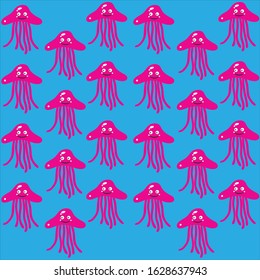 Beautiful jellyfish pattern background with cute color