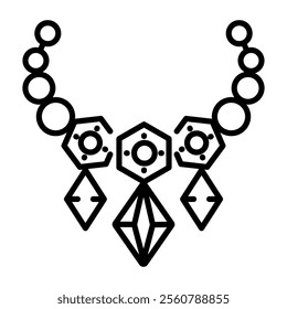 Beautiful jewel necklace icon in line style 