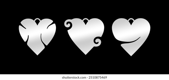 Beautiful jewelry heart pendant designs set for laser cutting.
